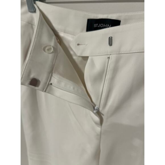 Women's St. John Diana Ivory Straight Leg, Split Hem Trousers, Size 8, #1143-X - Picture 5 of 8